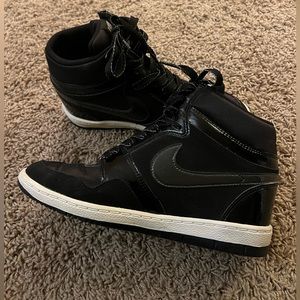 Nike Air Force sky High womens 9 black hidden wedge sneakers
